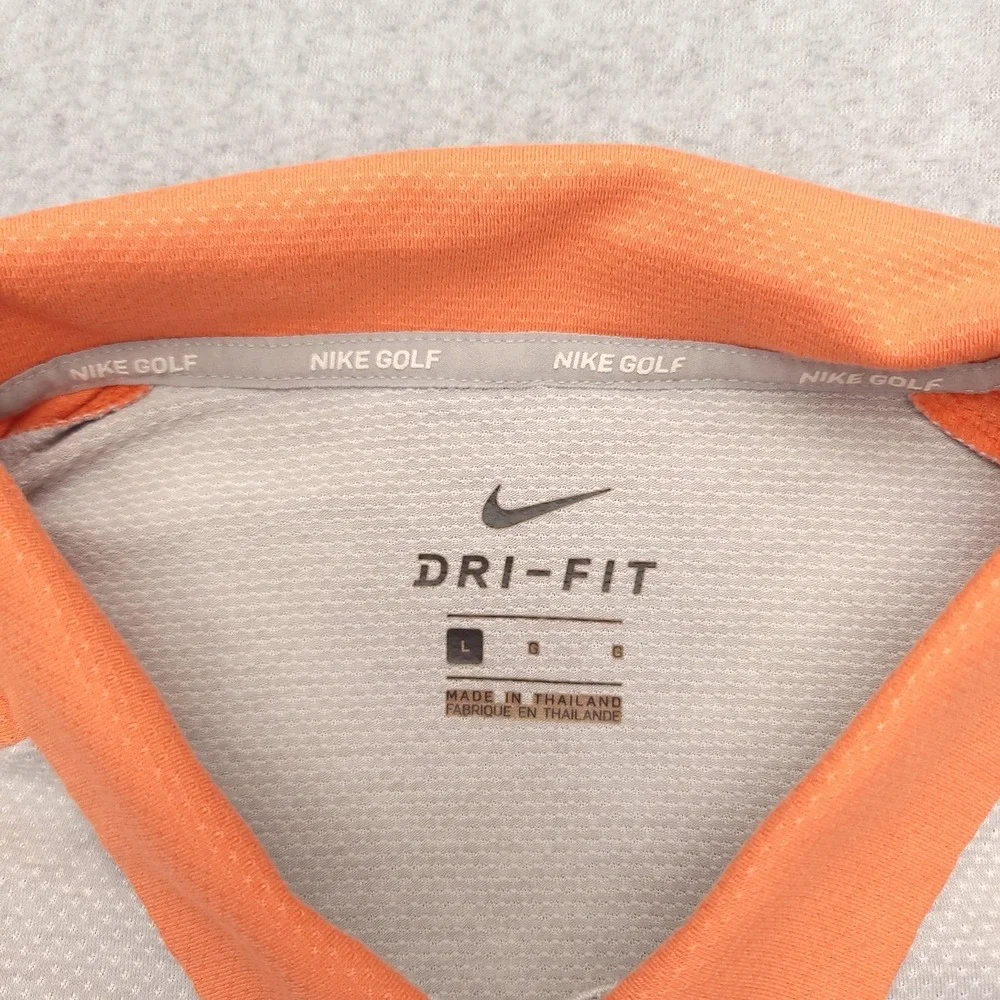 Nike Golf Dri-FIT Polo Shirt Mens Large Gray Orange Golf Performance Stretch Top
